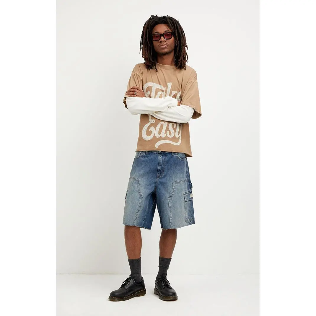 Pacsun Men's Parker Baggy Jean Shorts Cargo Carpenter Medium Blue