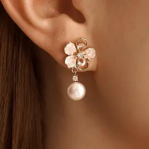 HANDMADE FLOWER FRESHWATER PEARL DROP EARRINGS – DAINTY BRIDAL & GIFT EARRINGS