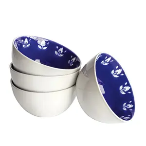 4 Pack Indigo Stoneware Round Bowls - Tableware