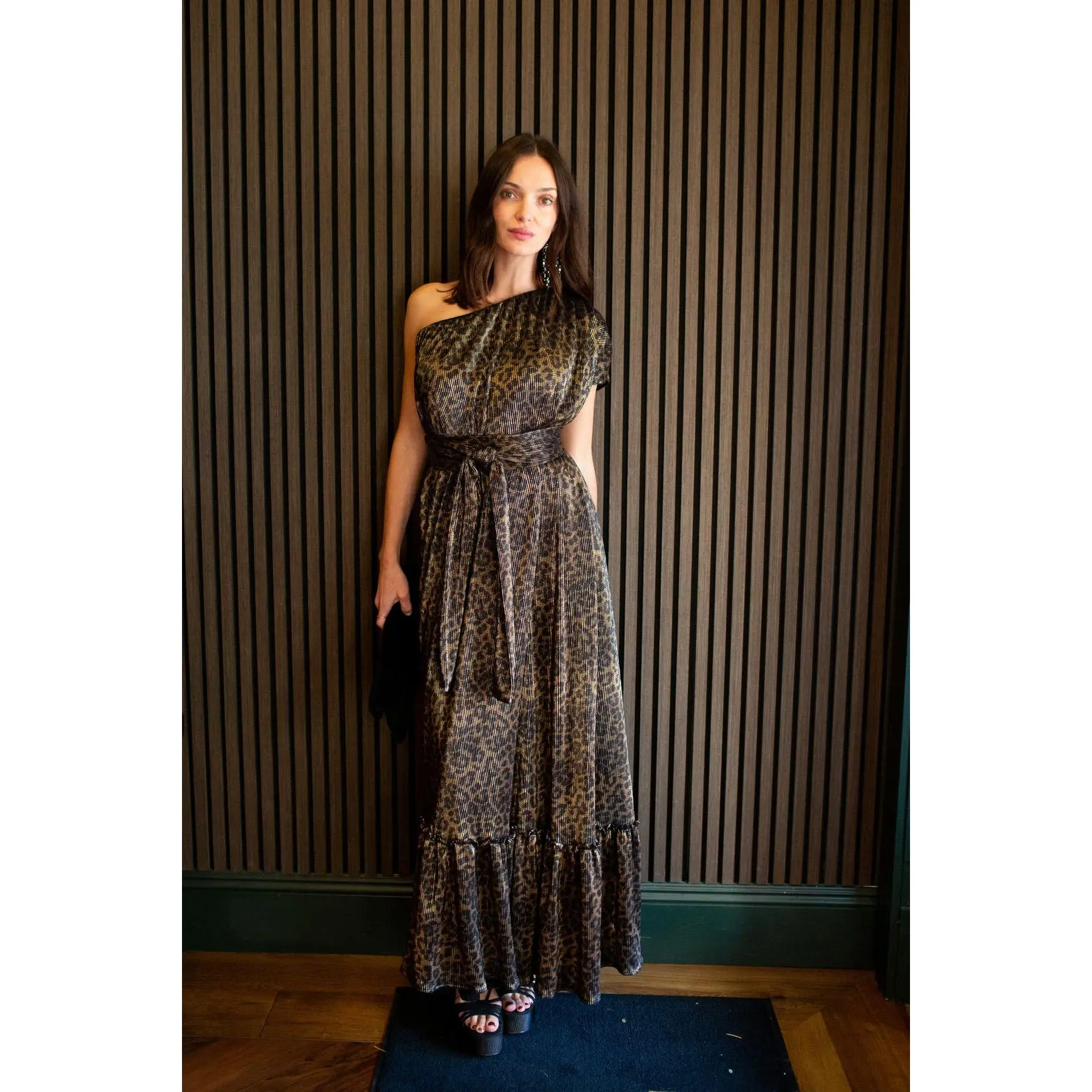 Tatjana One-Shoulder Maxi Dress in Panther Slink