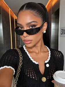 Women's Square Wrap Sunglasses, Casual Versatile Design, Elegant Accessory for Daily, Perfect for Everyday Wear