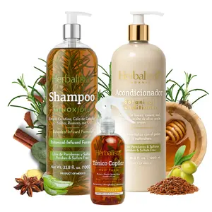 Herbalista Viral 3 Pack Herbal Hair Care Bundle – Shampoo Minoxidil & Conditioner 1000ml (33.8 fl oz) Each  + Tonico Capilar 250ml – With Real Botanicals – Paquete de 3 Piezas Shampoo & Acondicionador + Tonico Capilar – 100% Natural & Handcrafted