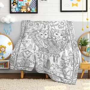 Coloring Page Anime Plush Blanket Ultra Soft Flannel Cozy Warm Bedroom Couch Sofa Travel Playful Throw Decor Decorative Throw Perfect Birthday  Christmas  Valentine Day  for Kids Adults Teens Creative Activity Style gift exquisite