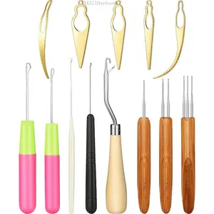 13 Pieces Tool Set, Includes 5 Pieces Latch Hook Crochet Needles, 3 Pieces Dreadlocks Crochet Hook and 5 Pieces Locking Hair Extensions Tool for Locs, Sisterlocks, Easyloc Hair Haircare HeatlessXXAllDayGoods7