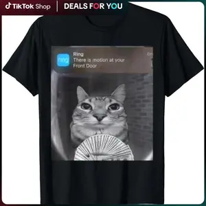 100% cotton ring cat with motion meme T-shirt, unisex crewneck T-shirt for men and women