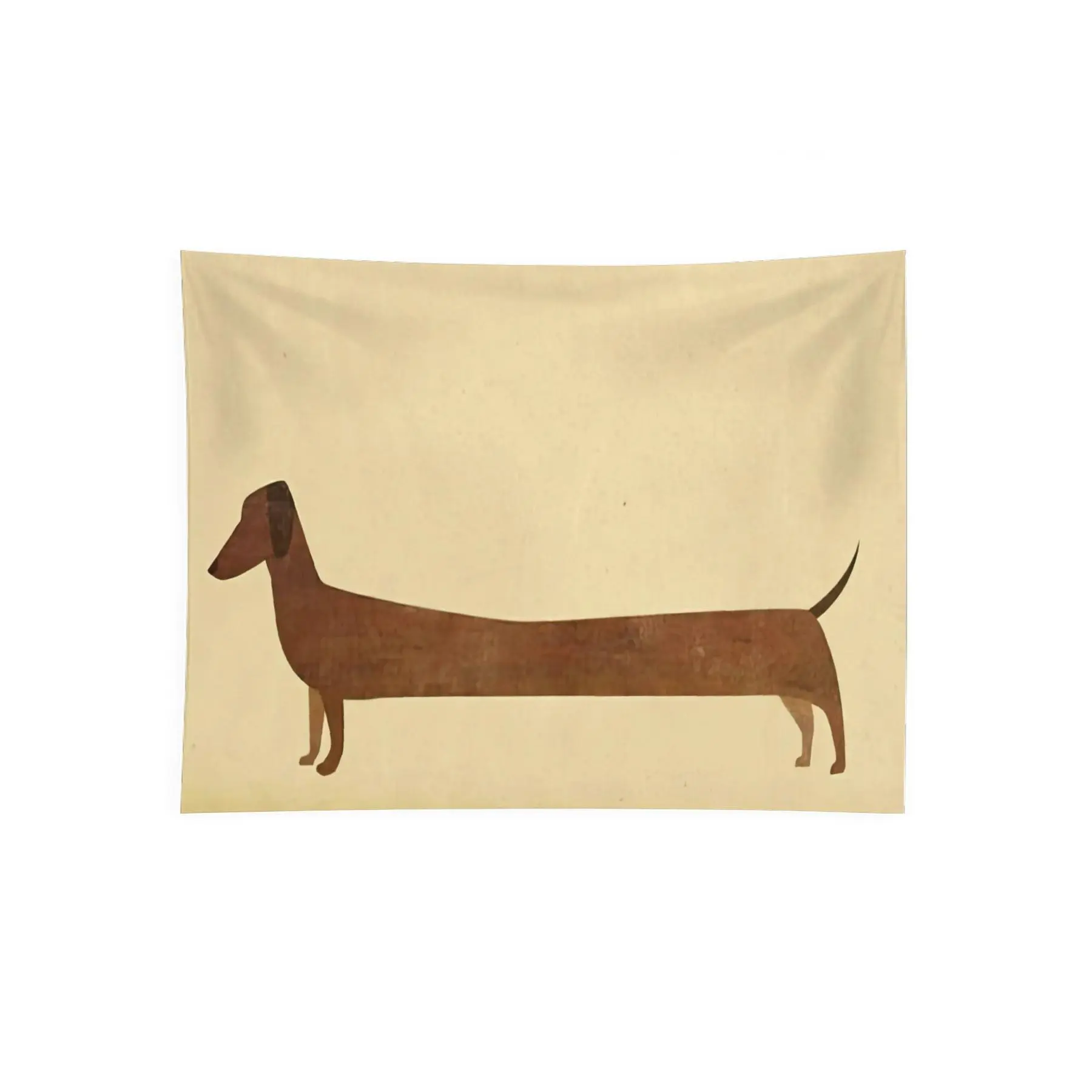 Funny Long Dachshund Minimalist Wall Tapestry, Retro Sausage Dog Art Cute Pet Bedroom Dorm Room Decor