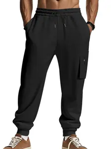 Men's Fitted Cargo Sweatpants with Adjustable Drawstring Waist, Stylish Side Pockets for Comfort, Perfect for Spring & Fall Sports
