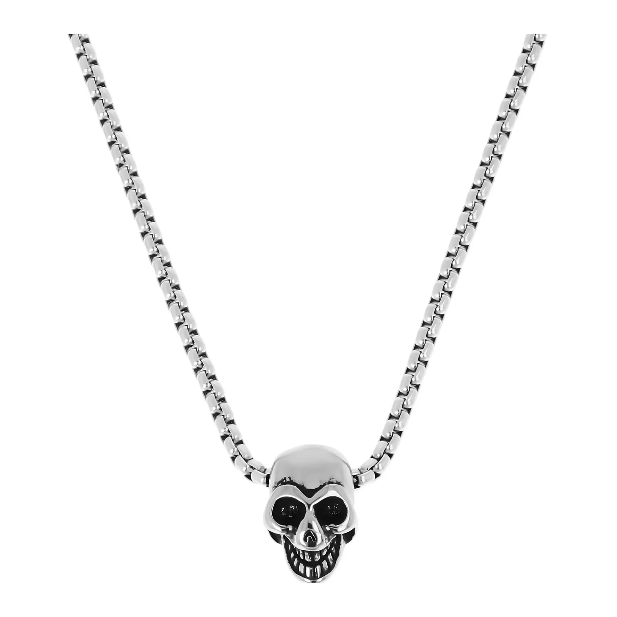 Steel by Design Skull Slide Adjustable Box Chai n Necklace