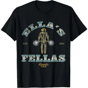 Women's Short-Sleeve Cotton Round Neck T-Shirt, Fellas Ellas Matching Couple Graphic Streetwear Top for Men and Women,summervibes