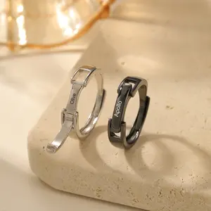 Custom Name Promise Rings Engraved Adjustable Rings for Couples Engraved Couple Band Anniversary Promise Ring Set Wedding Ring