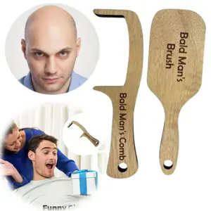 Wooden Comb for Bald Men, Fun Gift Idea, Non-Electric Pine Wood Craft, Perfect for Christmas, Harsh Hair Styling Tool, Hair Styling Combs