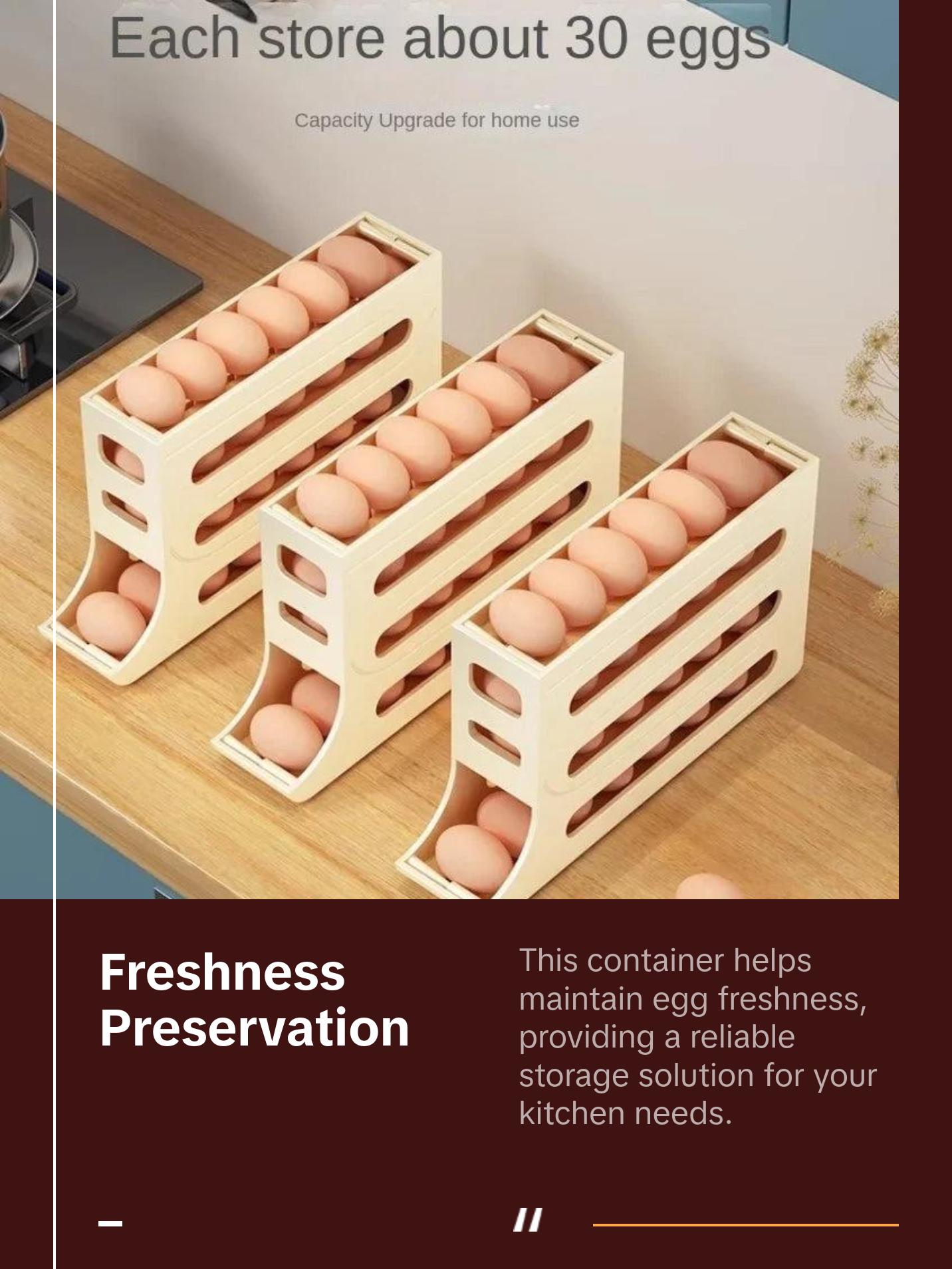 Sliding Egg Storage Container-Convenient Automatic Rolling Boxes Organiser