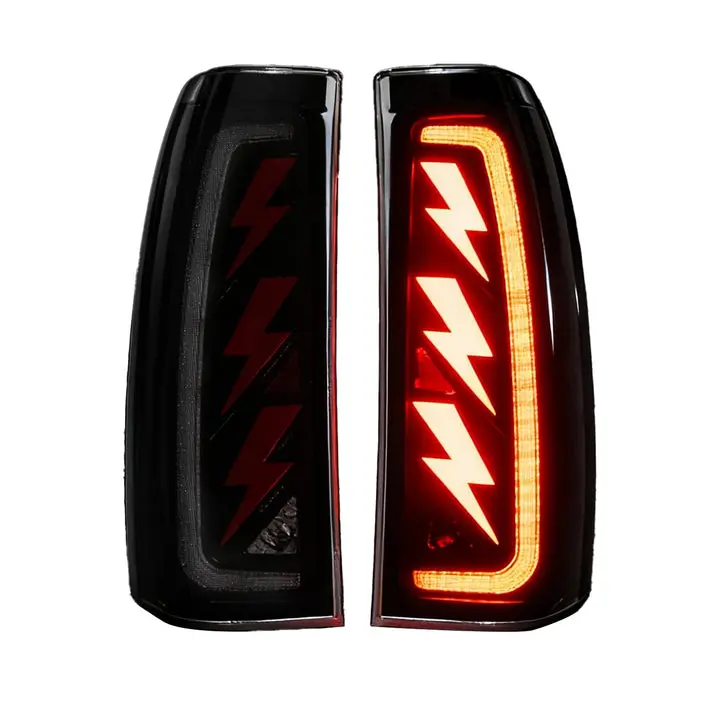 Seq. LEDs Smoked Lens Tail Lights for 1999-2002 Chevy Silverado 1500/2500 & 1999-2006 GMC Sierra 1500/2500/3500, Chevy/GMC Compatible, with Start-Up Animation & Dynamic Turn Signals