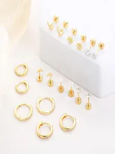 18 Pairs Flatback Cartilage Earrings Set Dainty & Celestial Gold/Silver Plated Surgical Steel Hypoallergenic Multi-Style (Butterfly, Star, Moon) For Women Girls Sensitive Ears Daily Wear Gift