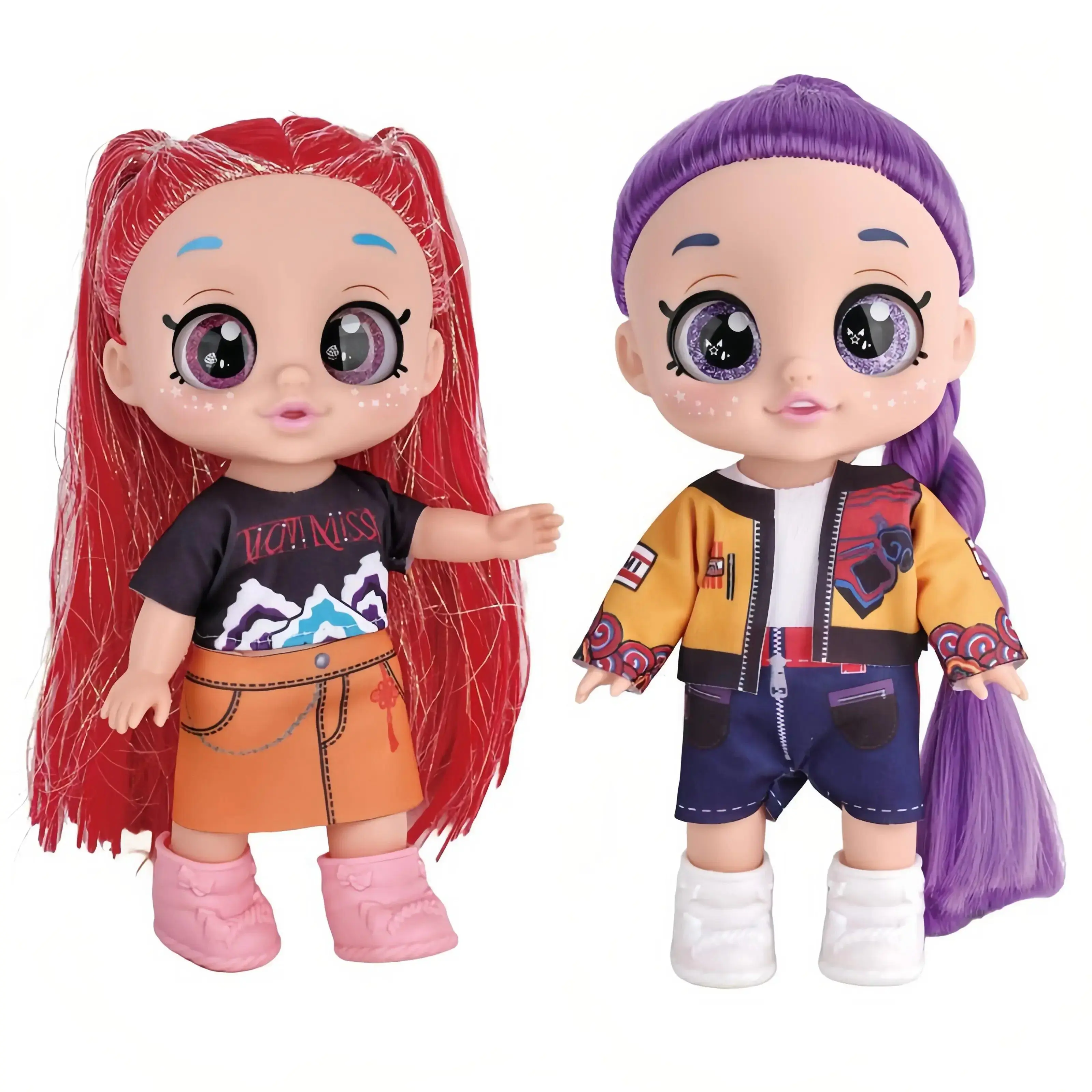 K-pop idol doll set, 5D glitter large eyes, 10 inches tall, 5 movable joints, plays music, collectible articulated dolls for girl groups, suitable for girls and boys, ideal for holidays and birthdays.