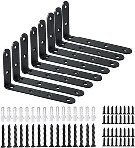 WINKER Corner Brace 12Pcs Shelf Bracket Heavy Duty Black Steel L Corner Brace, Decorative Joint Angle Bracket for Shelf 5 Inchx3 Inch Shelves Wall Hanging Bracket with Screws5 Inchx3 Inch(12Pcs)) Bravo