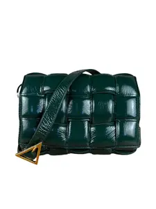 Pre-owned na Shoulder Bags Bottega Veneta Padded Patent Green Cassette