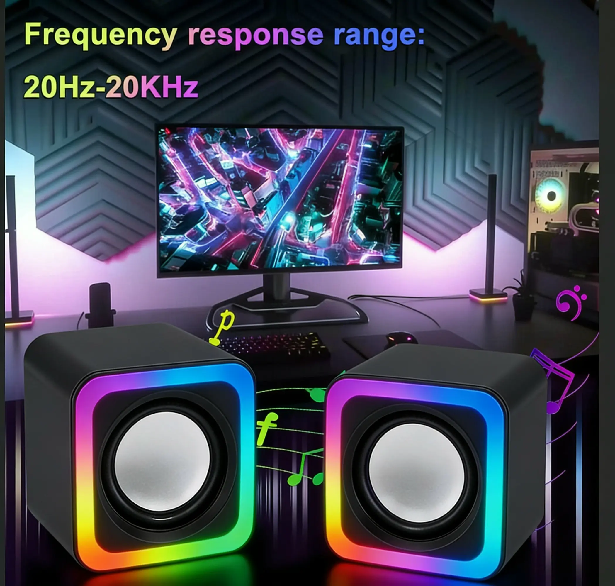 Simple Style Wired Speaker Kit, Dual 2-Inch Stereo Speakers, 3W*2 Power, USB Powered No Adapter Needed, 3.5mm Audio Port, Easy Wire Control, High Sensitivity Input, ABS+PP Durable Material, Lightweight, Universal for PC Laptop Game Console