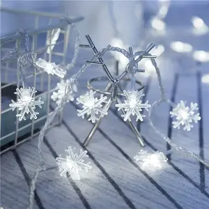 Christmas Snowflake String Lights, Battery Powered (no Batteries Included), Holiday Decoration, Indoor Lighting for Weddings & Parties