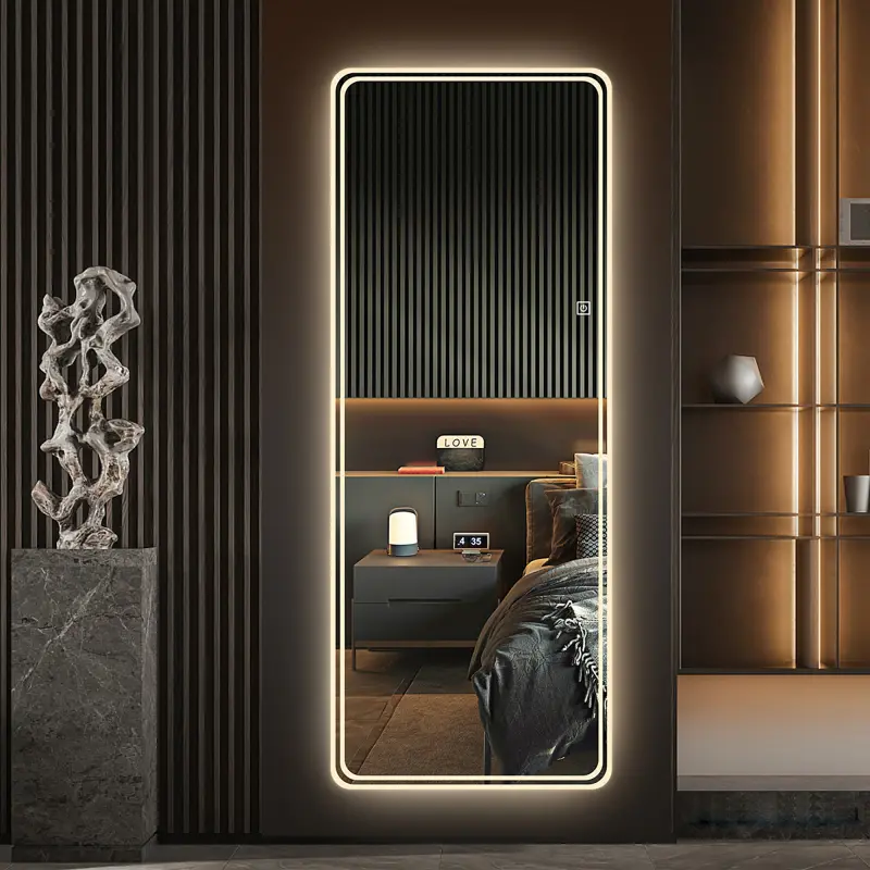 High quality mirror of high quality,64"x21" Full Length Floor Mirror LED Whole Body Mirror, Wall Mounted  Mirror with Lights, Bedroom Full Size Body Mirror with Dimming & 3 Color Modes,for Bedroom, Living Room, Entrance, Dining Room