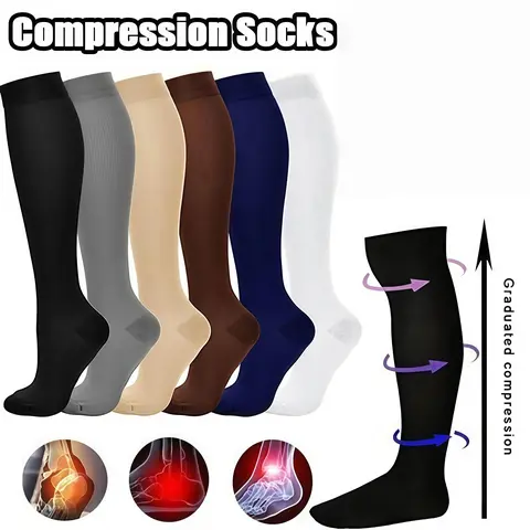 Compression Socks 15-20 mmHg Circulation Women Men, 3-Pair Pack for Running, Athletics, Nurses & Pregnancy, S/M L/XL
