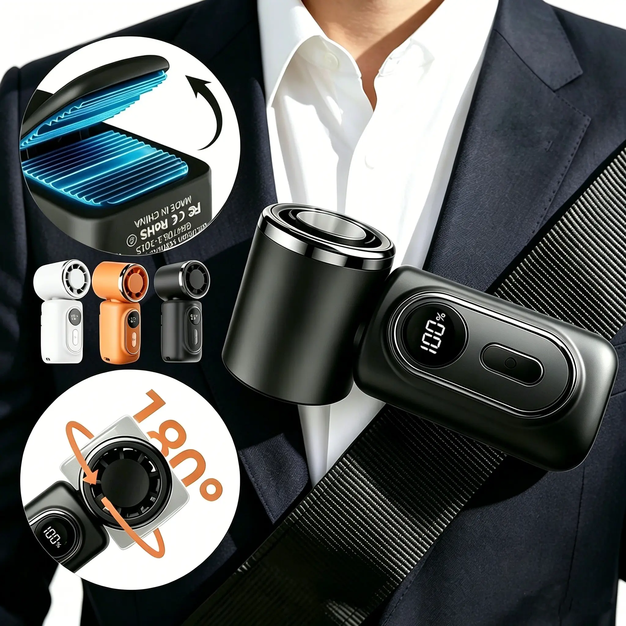 Mini Portable Handheld Clip Fan, 1-100 Speed, Rechargeable, Digital Display, USB Handheld Fan, Ideal for Makeup, Gift, Indoor, Camping