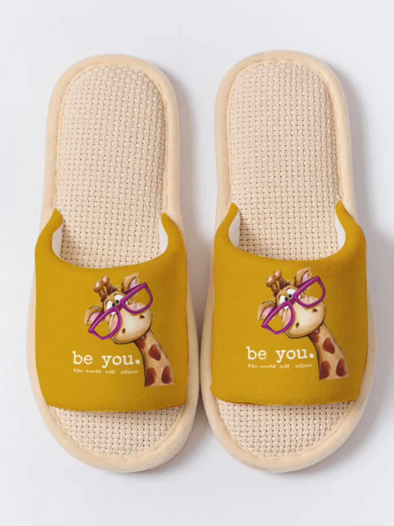 Purple Glasses Giraffe "be you" Slippers Cloud-Feeling Cute Inspirational Style Indoor Outdoor Must-Have