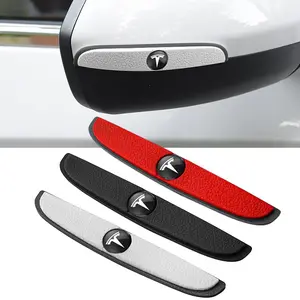4Pcs Rubber Anti Collision Strip Car Door Rearview Mirror Protector Stickers Accessories For Tesla Model 3 Model S Model X Model Y Cybertruck Roadster SpaceX