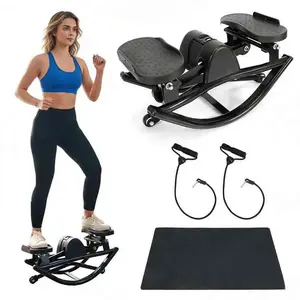 Wetough Rocking Steppers for Exercise at Home, 3D Motion Stair Stepper with Resistance Bands for Full Body Workout & Low-Impact Balance Board, 350 LBS Loading Capacity Exercise Equipment