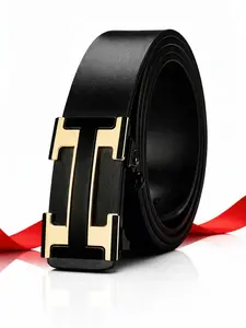 Men's Automatic Buckle Belt, Denim Jeans Belt, Golf & Casual Style, Fashion Essential Belt, Adjustable Length, All Seasons