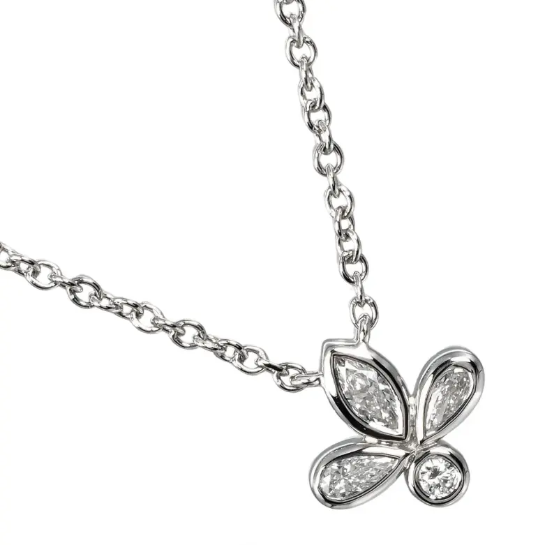 Pre-owned Tiffany & Co Fleur de Lis Necklace Platinum, with Dia