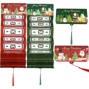 Christmas  Holder  Card Holders with 10 Slots and an Envelope Multiple Xmas   Holder for  Checks or  Supplies (Green+Red)