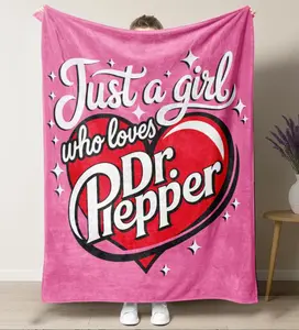 Dr. Pepper Soft Flannel Throw Blanket - Cozy & Warm For Couch, Bed, Office, And Travel - Perfect Gift For Christmas, Mother's Day, And Holiday Parties