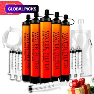 emergency survival water straws, 1 set portable water filter, lightweight reusable water filter for camping, hiking, travel, biking, outdoor adventures tools, camping supplies, portable water bottle, gravity water filter