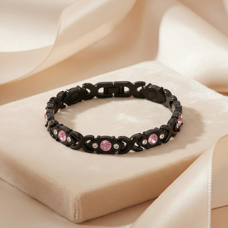 Energy Magnetic Bracelet for Women | Crystal Design & Colorful Stones | Gold Tone