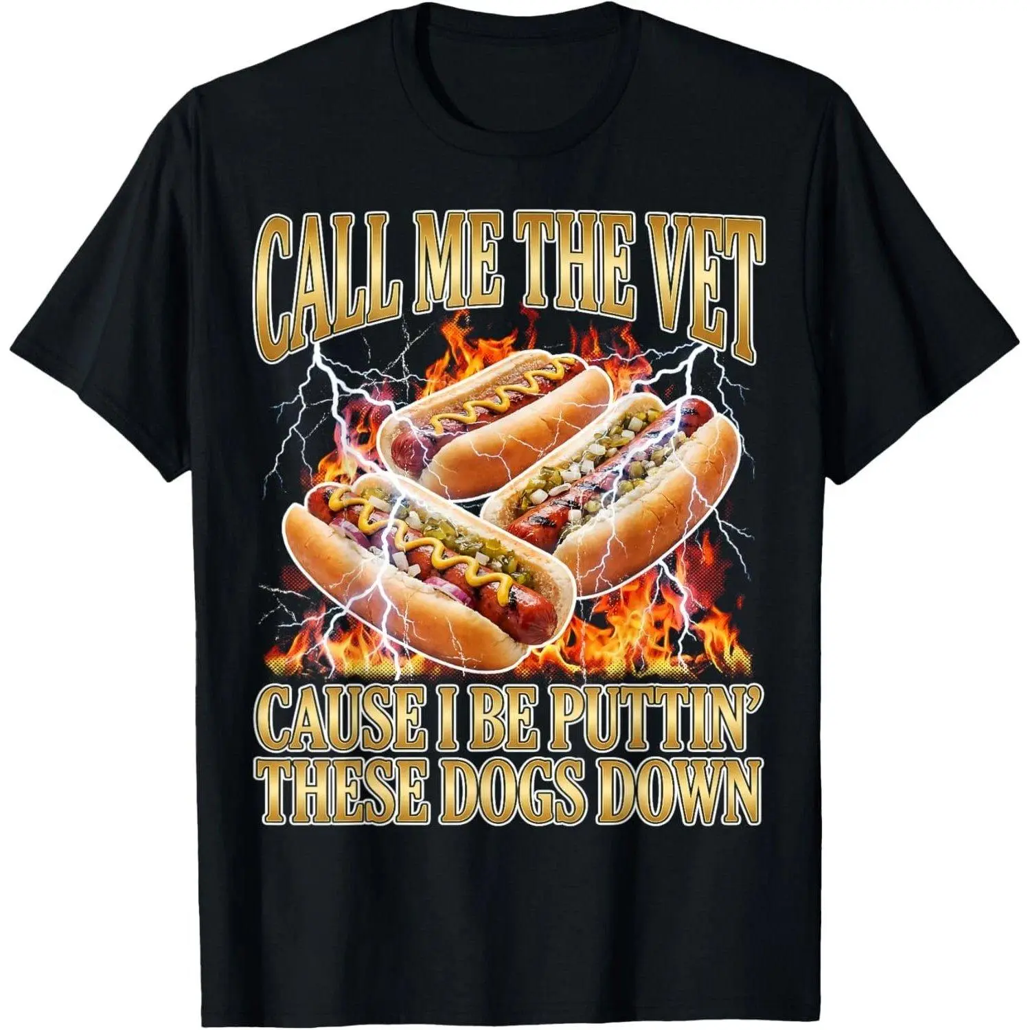 Men's T-Shirts Hot Dog Call Me The Vet Puttin' Dogs Down Humorous Glizzy Meme Graphic Tee Casual Apparel Style