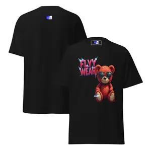 FlyyWear "Cool Bear" T-Shirt - Stylish Red Bear & Splash Logo Tee