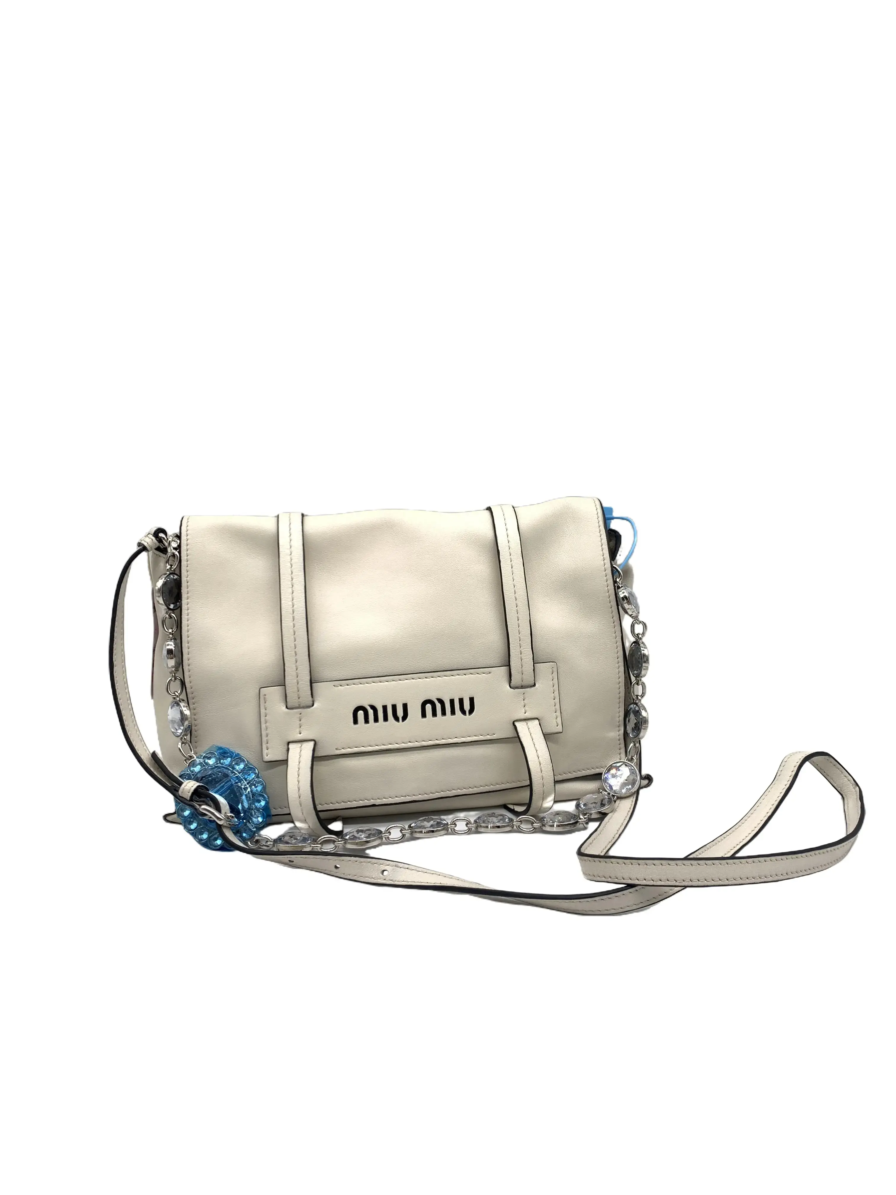 Pre-owned miu miu White Leather Grace Lux Crossbody Shoulder Bag /wj05229740/9740