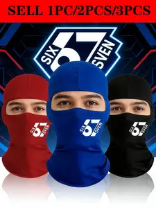 3pcs/2pcs/1pc Unisex 67 Number Printing Balaclava Mask Ski Mask for Men Women Suitable for Outdoor Sports Daily Wear Gift Hat