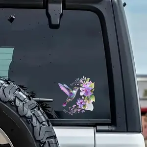Hummingbird & Flower Pattern Car Sticker, Waterproof Self Adhesive Decorative Sticker, Car Exterior Decoration Accessories for Car, Laptop, Motorcycle