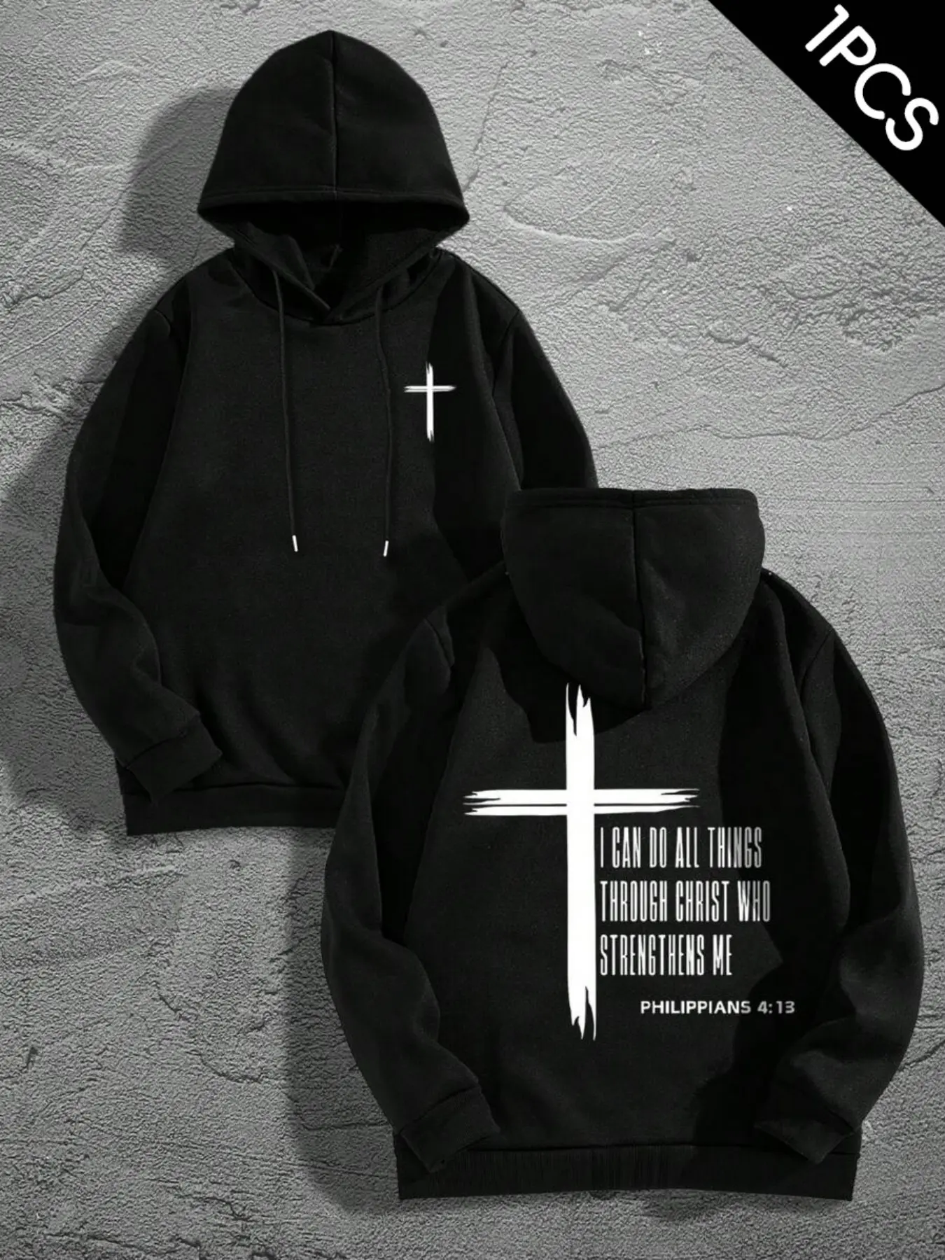 Men's Cross Graphic Letter Print Hoodie, Casual Fitted Design, Autumn Winter Wear, Comfortable & Stylish Casual Streetwear Fashion Sweatshirt for Daily Use, Casual Hooded Sweatshirt, Hoodie Letter Logo