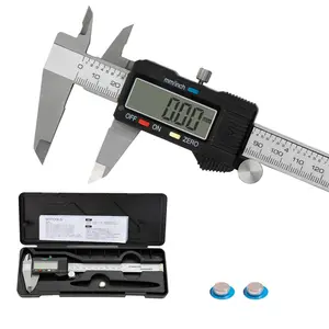 Digital Caliper 0-6" Measuring Tool with Metal Ruler, Micrometer Caliper with Auto-Off Feature, Interchangeable Between inches and millimeters for DIY/Household and 3D Printing, Black