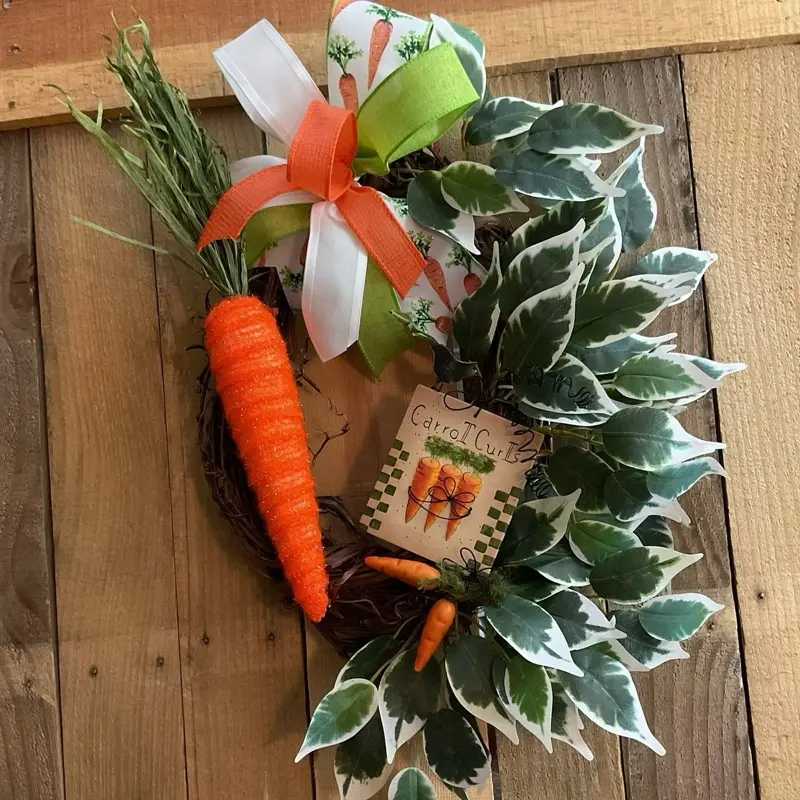 Spring Wreath with Carrot and Leaf Design for Home Decoration