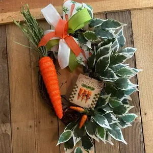 Spring Wreath with Carrot and Leaf Design for Home Decoration