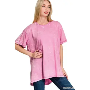Crinkle Washed Cotton Drop Shoulder Oversized Top