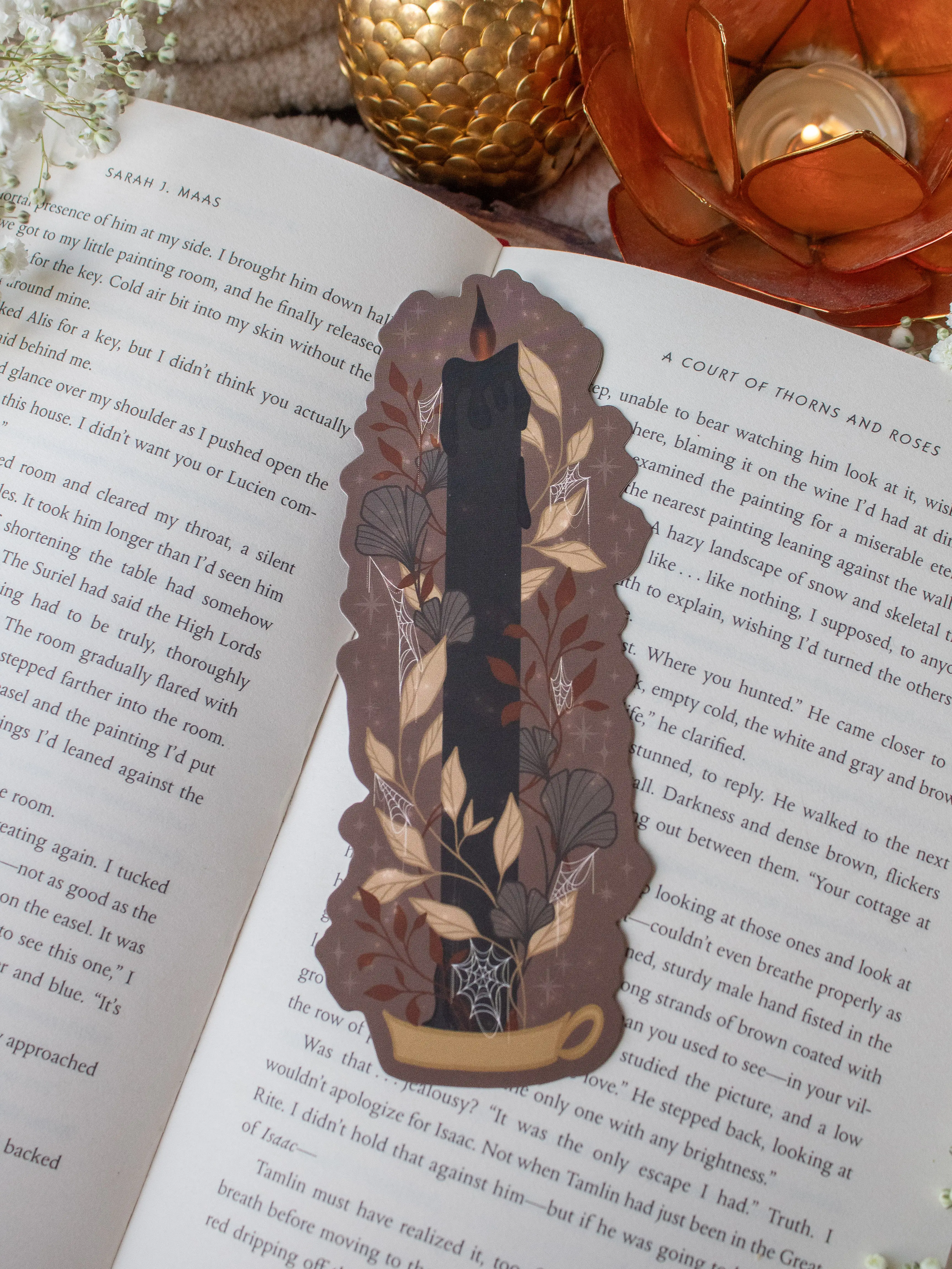 Black Flame Candle Halloween Bookmark for Spooky Booktok Readers