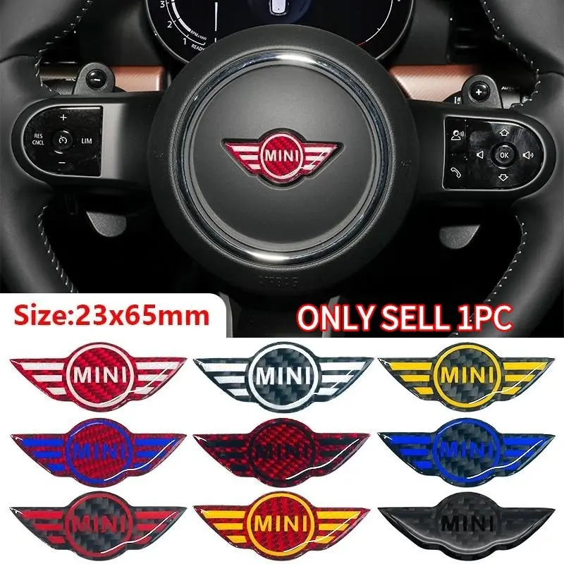 1pcs Mini Car Steering Wheel Center Emblem Sticker, Automobile Decals, Vehicle Accessories Interior, Scratch-Resistant Wear-Resistant, Personalized Style, Fits Mini Cooper/one/s/jcw/countryman