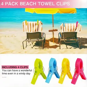 4Pcs Colorful Plastic Clothespins with Strong Spring Clips, Durable Rust-Resistant Metal Core, Ideal for Towels, Sheets, Socks, Underwear