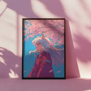 Inuyasha Print Dog Yaksha Anime Poster Kawaii Wall Decor Otaku Gift Japanese Manga Art Aesthetic Room Decor Demon Dog Art