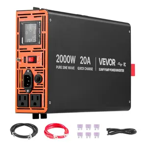 【fathersdaygift】VEVOR 2000W Sump Pump Battery Backup System,LCD DisplayAuto Switches to Battery Inverter Power for Sump PumpPure Sine Wavefor Basement Protection Emergency Power OutageBatteries Not Included